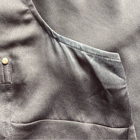 🔃Cache Black V Neck Faux Leather Sleeveless Tank Top - Picture 5 of 7